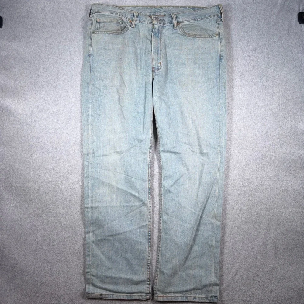 Levi's 514 Straight Fit Jeans Mens 38x30 Light Wash Blue Denim Straight Leg